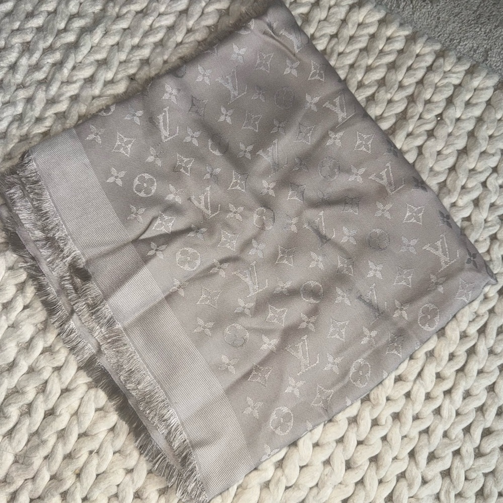 Louis Vuitton Monogram Shawl in Greige | 55” x 55”